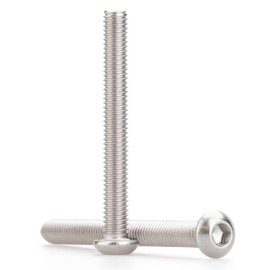 1/4"-20 x 3 (10 PCS) Button Head Socket Cap Screws, 304 Stainless Steel (18-8), Fully Threaded, Inch Thread - Hex Allen Drive - for Furniture, DIY, 3D Printing, Industrial & Tools