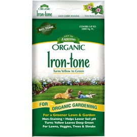 Espoma Organic Iron-Tone 3-0-3 Organic Fertilizer and Plant Food to Help Correct Iron Deficiency (Chlorosis). 20 lb. Bag. Turns Yellow to Green, Non Staining Iron