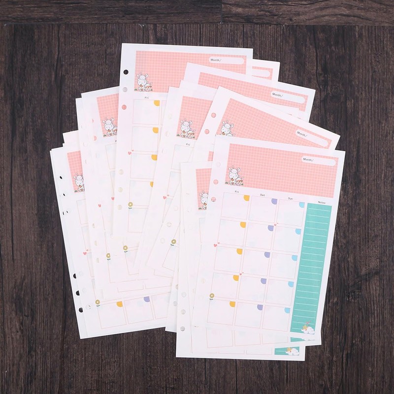 NUOBESTY A5 Refill Paper Colourful Monthly Planner Refills 6 Ring
