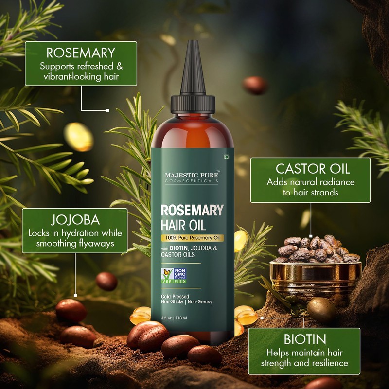 Majestic Pure 100% Pure Rosemary Oil for Hair Growth -