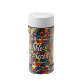 EDIBLE ACCENTS BRIGHT SEQUINS - Confectionery Accents, Gluten Free, Egg Free, Nuts Free, Kosher, Fancy Sprinkles Medley Mix, For Baking, Decorating, Cookies, Cupcakes, Cakes, Great Topping, Jimmies, Sugar Shapes, 2.75oz