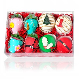 JCXGRVC JCXGRVC 10 Pack Full Clear Chocolate Covered Strawberries - 8x5x2 Inches Cookies, Mini Bundt Cake, Pie, Cinnamon Roll Treat, Chocolate Truffle Boxes - Party & Wedding Favor