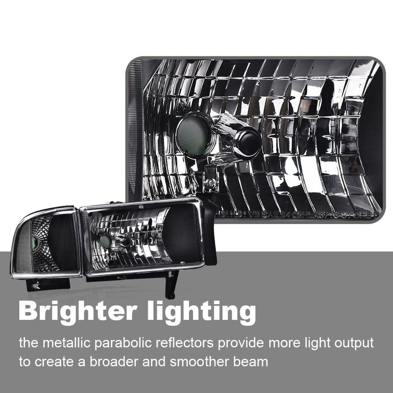 G-PLUS Headlight Lamps Compatible with 1994-2001 Dodge Ram 1500/1994-2002 Dodge