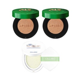 Artdeli Galbadum Cover Cushion Green No. 23 x2 + Cellabo Sun Cushion Season 2 / 아트델리 갈바덤 커버쿠션 그린 23호 x2 + 셀라보 선쿠션 시즌2