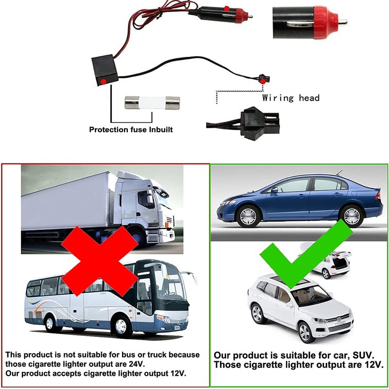 Balabaxer Red EL Wire Car Kit, 5 m Flexible Neon