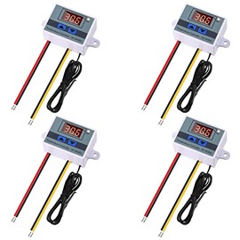 Alinan 4pcs 12V 10A 120W XH-W3001 Digital LED Temperature Controller Mini Thermostat Switch with Waterproof NTC 10K Thermistor Sensor Probe, -50℃ to 110℃ Heating/Cooling Temperature Control