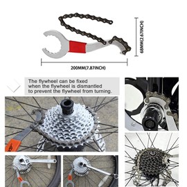 8Pcs Bike Tool kits set, ATGRS 3 in 1 Multi Bike Cassette Removal Tool with Chain Whip and Auxiliary Wrench & MTB Bracket Removal, Crank Puller Tool + 16mm Spanner, Portable Emergency Accessories Kit