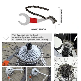 8Pcs Bike Tool kits set, ATGRS 3 in 1 Multi Bike Cassette Removal Tool with Chain Whip and Auxiliary Wrench & MTB Bracket Removal, Crank Puller Tool + 16mm Spanner, Portable Emergency Accessories Kit