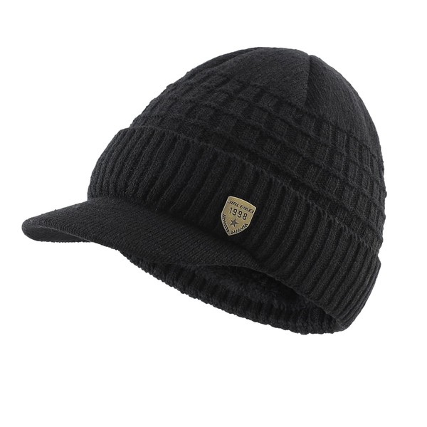 LLmoway Men Women Winter Knit Hat with Visor Warm Cuff