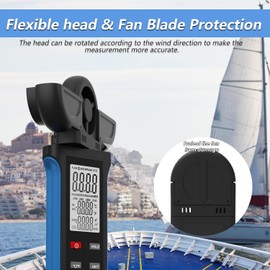 HoldPeak Handheld Anemometer, Digital Wind Speed Meter with Large LCD Display, Vane Cover, 270º Rotatable Detector Portable Anemometer for HVAC Outdoor Sailing Shooting Golf, Shooting