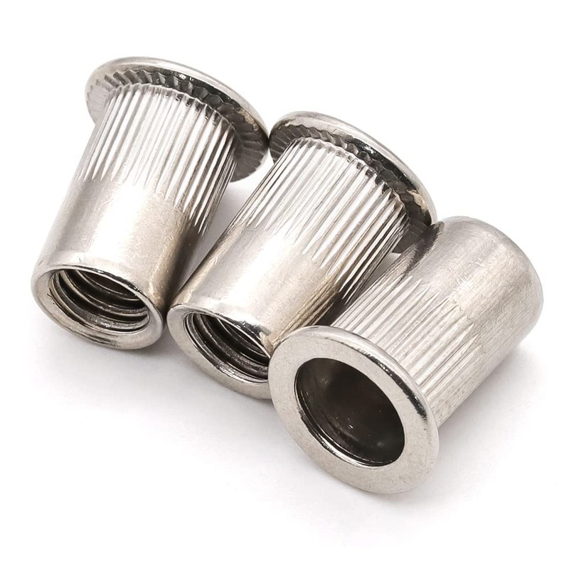 50-Pack 1/4-20 Stainless Steel Rivet Nuts with Knurled Body, 304