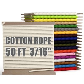 PerkHomy 500lb Cotton Rope 3/16" (5mm) 50 ft Multi Purpose Utility Diamond Braided Cord, Natural Cotton for Clothes Line Camping Crafting Flag Pole, Natural White