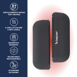 BEPER P203TFO050 Scaldamani Ricaricabile Magnetic, Scalda Mani Portatile con 3 Livelli di Calore, Doppio Uso Unito o Separato, Autonomia 7 Ore, Ricarica USB-C