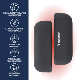 BEPER P203TFO050 Scaldamani Ricaricabile Magnetic, Scalda Mani Portatile con 3 Livelli di Calore, Doppio Uso Unito o Separato, Autonomia 7 Ore, Ricarica USB-C