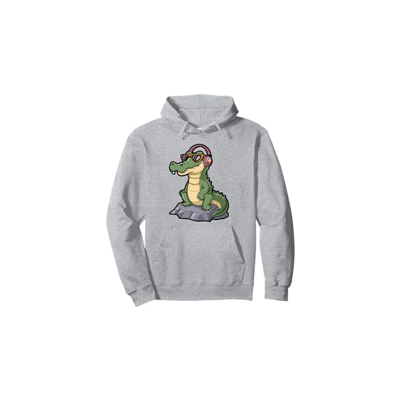 DJ Alligator Rainbow Headphones Pullover Hoodie