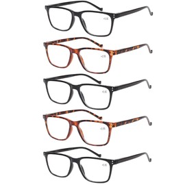 JOSCHOO 5 Pack Reading Glasses Men Women Spring Hinges Comfortable Glasses for Reading (3 Black 2 Tortoise, 3.0)Medium