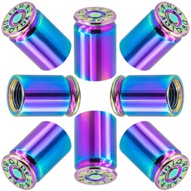 MEAJOO 8PCS Bullet Shell Tire Valve Stem Caps, Aluminum Alloy Car Air Stem Cap, Universal Dustproof Tire Valve Stem Covers for Cars, SUV, Trucks, Bikes, Motorcycles, Bicycles (Colorful)
