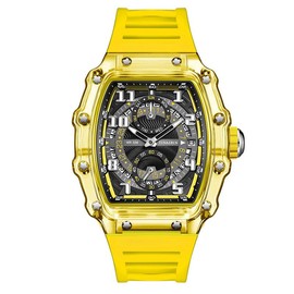 Ariel Men's Luxury Barrel-shaped Transparent Waterproof Quartz Watch for Outdoor, Back to School, Parties, Daily & Fall - Ideal Birthday Gift jam  tangan alabaster  watches gshock  women - Color: YELLOW
