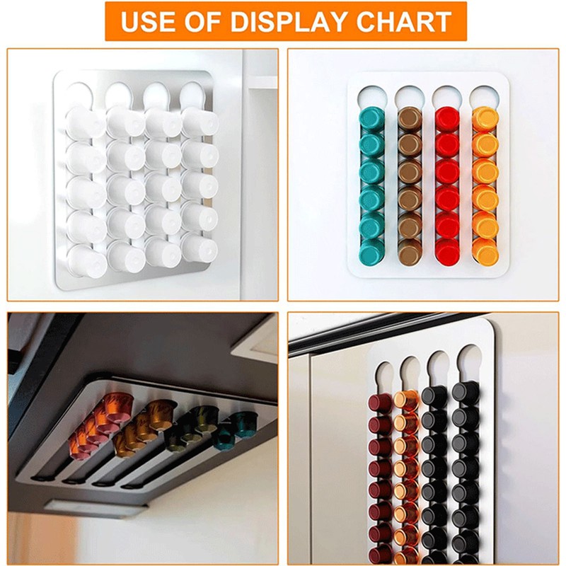 Coffee Capsule Holder Stainless Steel Wall Mounted Under Drawer Storage
