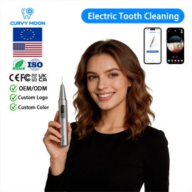 CURVY MOON Home Use Calculus Plaque Remover Visual Smart Tartar Removers Portable Electric Ultrasonic Dental Scalercolor: Grey