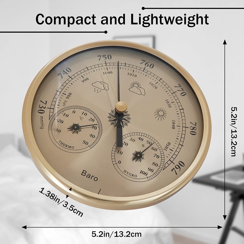 3 in 1 Barometer Weather Station Barometer Thermometer Hygrometer, Pressure