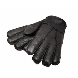 Warm Black Sheepskin Shearling Gloves Handmade for Men by Katz Leather (Medium)