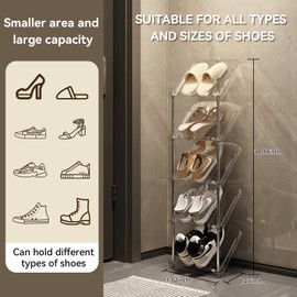 YYW Narrow Shoe Rack Vertical Shoes Rack for Entryway Corner Shoe Storage Organizer for Small Spaces Transparently Tall Slim Shoe Shelf for Front Door Entrance Living Room White 5 Layers