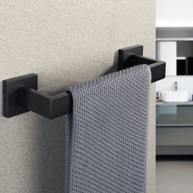 SAYAYO EGYT030-B Hand Towel Rail Black Guest Towel Holder Wall Mounted Stainless Steel Towel Ring Bath Towel Holder for Bathroom and Kitchen 30 cm