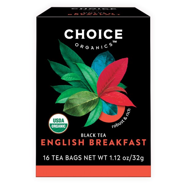 Choice Organics - Organic English Breakfast Tea (6 Pack) - Fair Trade - Compostable - Contains Caffeine - 96 Organic Black Tea Bags