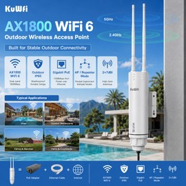 KuWFi AX1800 Outdoor WiFi 6 Access Point for Yard, Farm & Garage