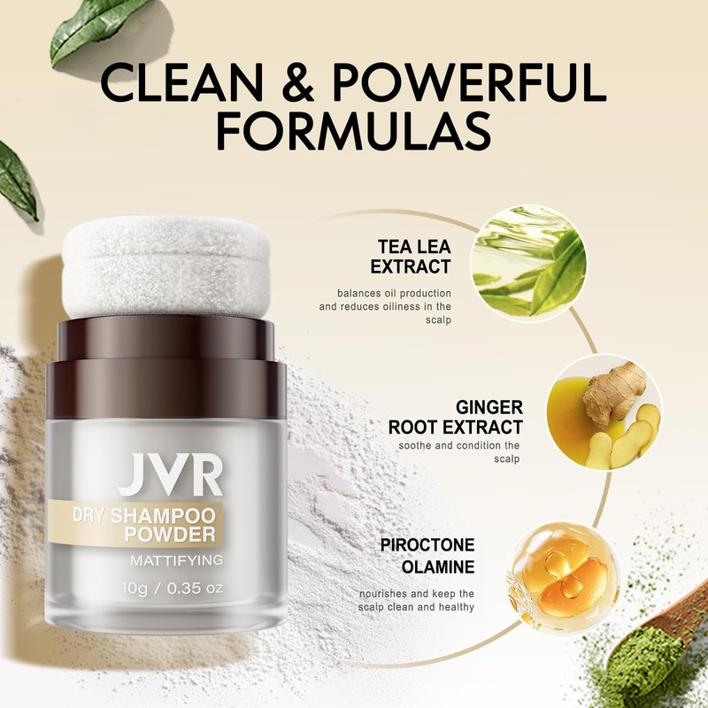 JVR Mattierendes Trockenshampoo-Puder, 10g, Vegan, Parfümfrei, Für alle Haartypen