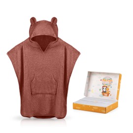 Fuchs&Panda® Children's Bath Poncho Extra Warm, Soft & Cuddly (100% Bamboo) Bath Poncho Baby & Children Bath Poncho Towel Poncho Children with Great Gift Packaging (Purple/Red)