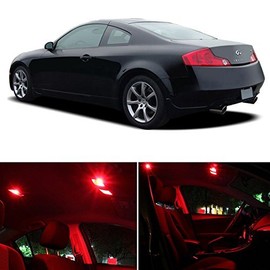 LEDpartsNow Interior LED Lights Replacement for 2003-2007 Infiniti G35 Coupe Accessories Package Kit (7 Bulbs), RED