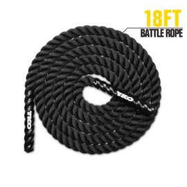 TKO Battle Rope for Strength Training, Cardio Workout, Cross Fit Training with Rubberized Easy Grip, Available in 18ft, 30ft, 40ft (18 Ft)