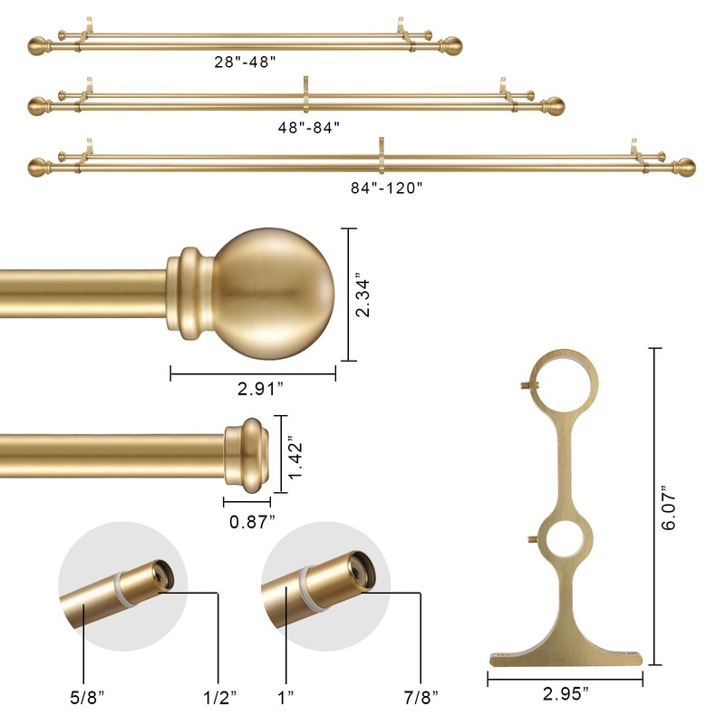 Double Curtain Rod for Windows 48 to 84 inch