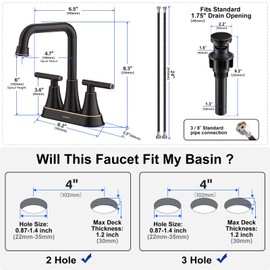 Bathroom Sink Faucet, Hurran Oil Rubbed Bronze Bathroom Faucets for Sink 3 Hole with Pop-up Drain and Supply Hoses, 360 Swivel Spout 2-Handle Centerset Faucet for Vanity RV Farmhouse