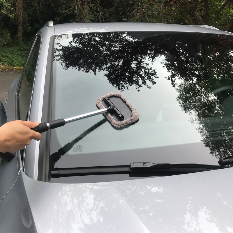 Polyte Pivoting Windshield Glass Cleaning Tool Extendable Aluminum Handle w/3