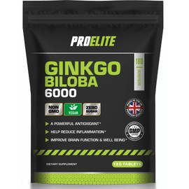Ginkgo Biloba 6000mg - High Strength Vegan Ginkgo Biloba Leaf Extract 180 Tablets 50:1 Extract � Gluten Free, GMO Free - Made in UK by PROELITE