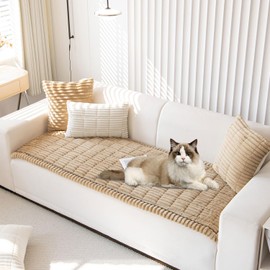 OTOB Dog Couch Cover Sofa Protector Washable, Non Slip Pet Mat Couch Cover for Dogs, Soft Fuzzy Pet Friendly Couch Covers, Durable Furniture Protector (Coffee, 27.6" x 70.9")