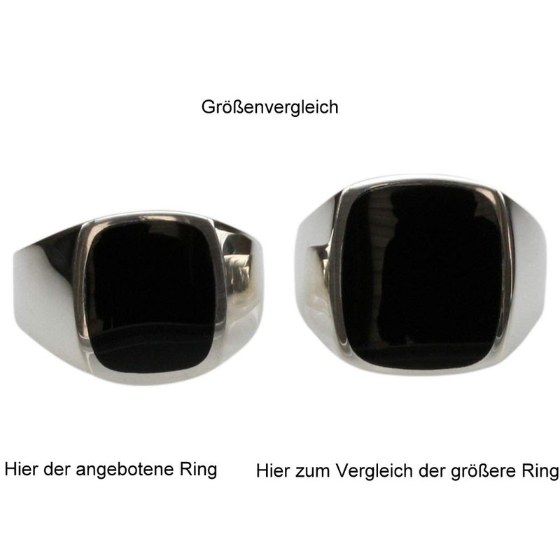 Fine Signet Ring with Onyx Solid Silver 925, Silver