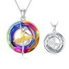 Kvgogo White Gold Plated Silver Hollow Ballet Circular Colorful Crystal
