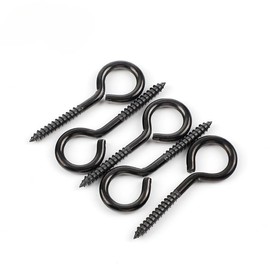 Set of 14 Stainless Steel Eye Bolts, M7.5 Eye Bolts with Wood Thread for Hammocks, Awnings, Hanging Chairs, Rocking Chairs, Fixed Cable and Hanging Baskets, Black