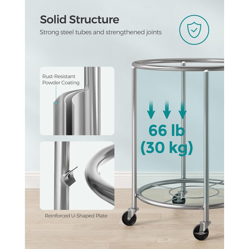 SONGMICS Laundry Basket with Wheels, Rolling Laundry Hamper, 45 Gal.,