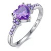 Dtup Anillo De Compromiso Corazón Morado Amatista Plata S925 Nf