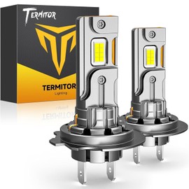 Termitor Upgraded H7 H7LL Light Bulbs, 80,000LM Insane Brightness, Real 1:1 Halogen Mini Size H7 Fog Lights, 6500K White with Ultra-Bright LED Chips, Plug and Play, Pack of 2