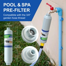 Garden Hose Filter for Filling Pool/Hot Tub/Spa, Greatly Reduces Sediment, Chlorine, Heavy Metals and Odors, Standard 3/4" Garden Hose Thread, Hose Filter, Up to 8,000 Gallons (1, Blue)