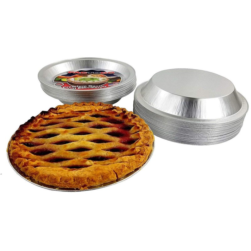 Pactogo 9" Disposable Heavy Smooth-Wall Aluminum Foil Pie Pans (Pack