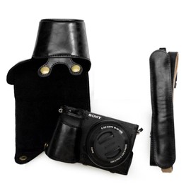 kinokoo Sony A6400 PU Leather Protective Case Compatible for Sony A6400 A6100 A6000 A6300 with 16-50 mm Lens Camera Colourful, black, Handbag holder