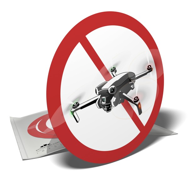 Traffic Sign Sticker - Prohibited Drone Use - Unauthorized Flight