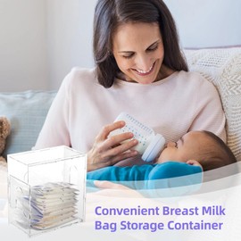 Breast Milk Storage Tower, Acrylic Breast Milk Storage Container, Breast Milk Storage Bags Organizer, Space-Saving Stackable Milk Storage Rack, 8.86 in x 8.27 in x 4.61 Inches